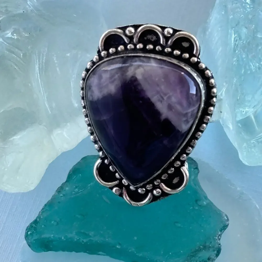 925 Sterling Amethyst Teardrop Ring